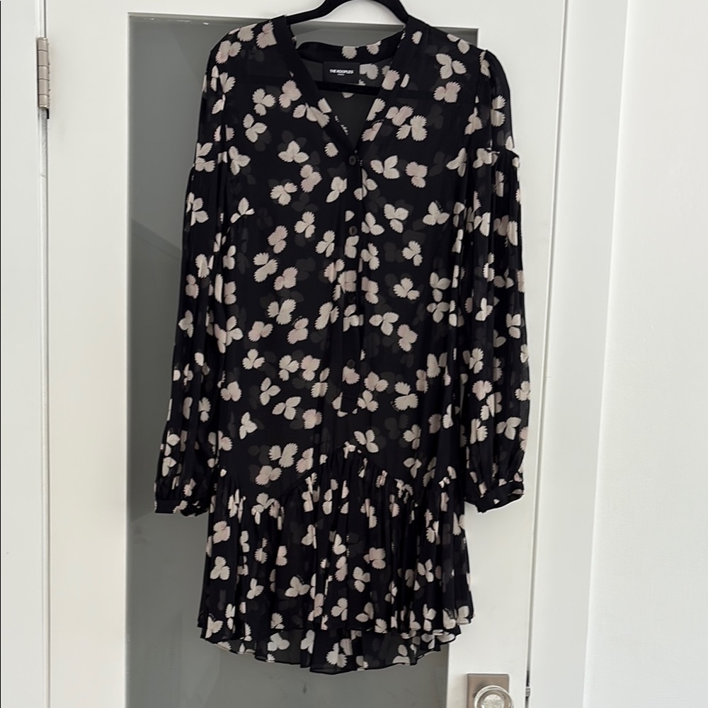 The Kooples Black V-Neck Bishop Sleeve Sundress